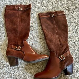 G.H. Bass & Co. Chestnut Suede and Leather Heeled Boots